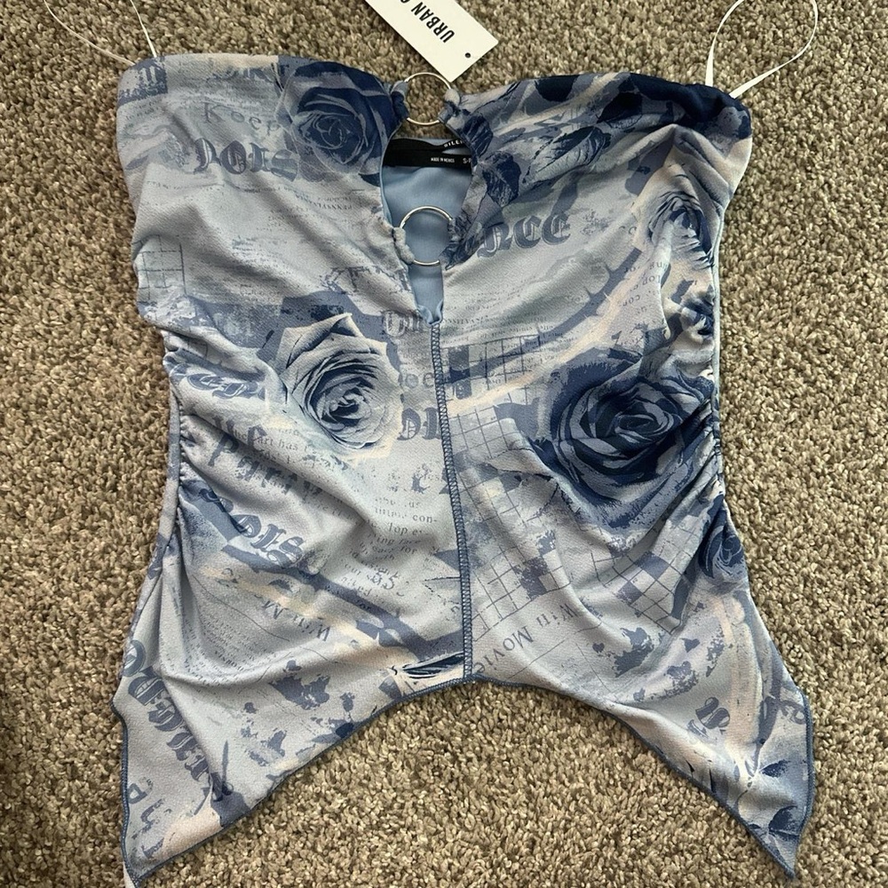 urban outfitters Blue Rose Print tube top